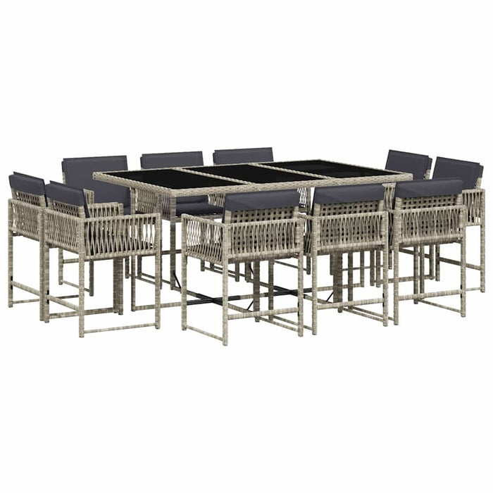 Set mobilier de grădină cu perne 11 piese gri deschis poliratan - WALTI WALTI