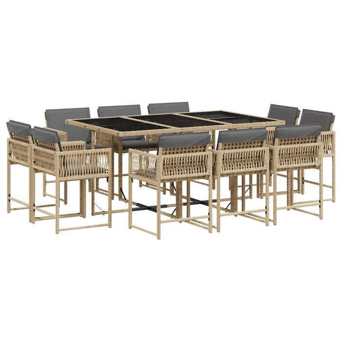 Set mobilier grădină cu perne, 11 piese bej combinat poliratan - WALTI WALTI