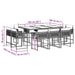 Set mobilier de exterior cu perne, 11 piese, negru, poliratan - WALTI WALTI