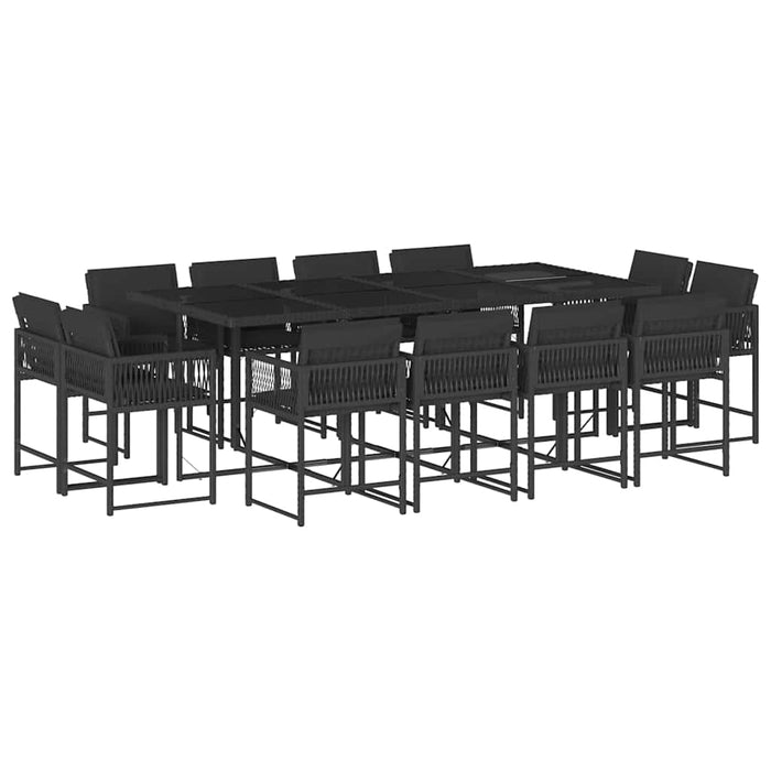 Set mobilier de grădină cu perne, 13 piese, negru, poliratan - WALTI WALTI