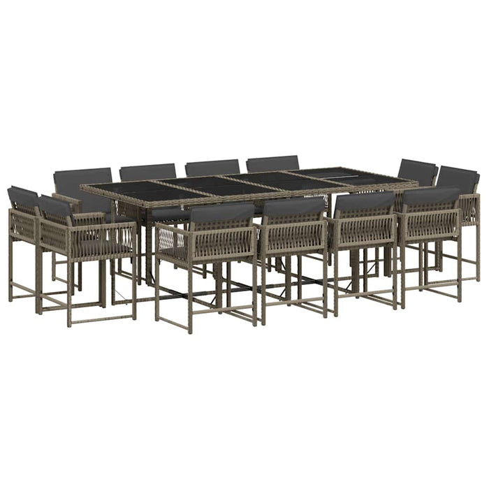 Set mobilier de grădină cu perne, 13 piese, gri, poliratan - WALTI WALTI