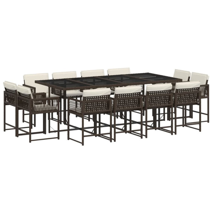 Set mobilier de grădină, 13 piese, maro, cu perne, poliratan - WALTI WALTI
