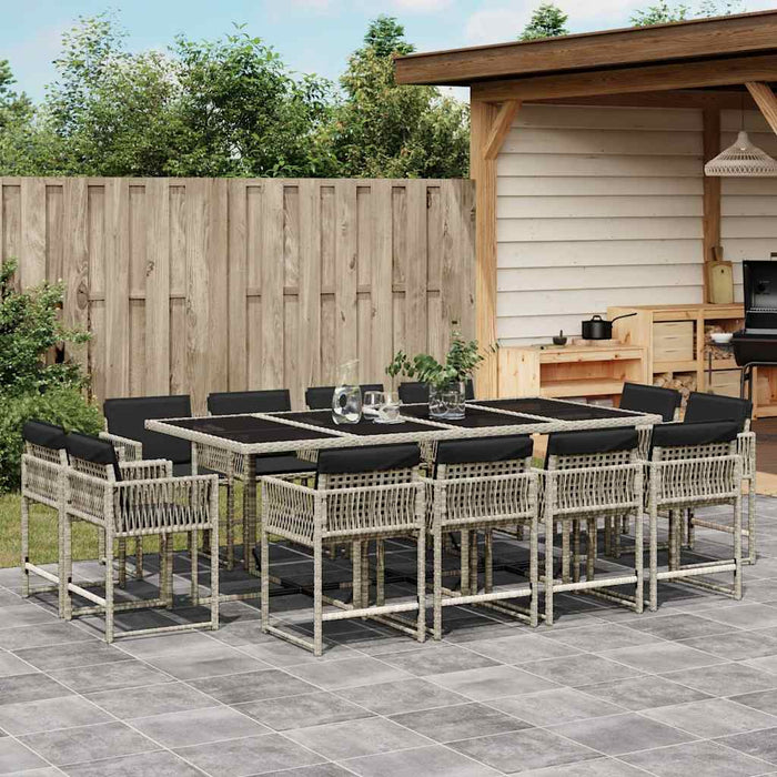Set mobilier de grădină cu perne 13 piese gri deschis poliratan - WALTI WALTI
