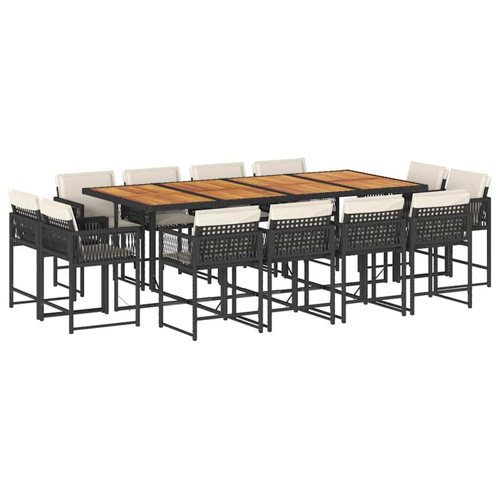 Set mobilier de grădină cu perne, 13 piese, negru, poliratan - WALTI WALTI