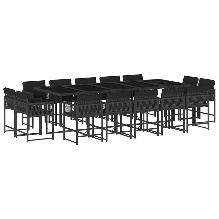 Set mobilier de grădină cu perne, 15 piese, negru, poliratan - WALTI WALTI