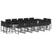 Set mobilier de grădină cu perne, 15 piese, negru, poliratan - WALTI WALTI
