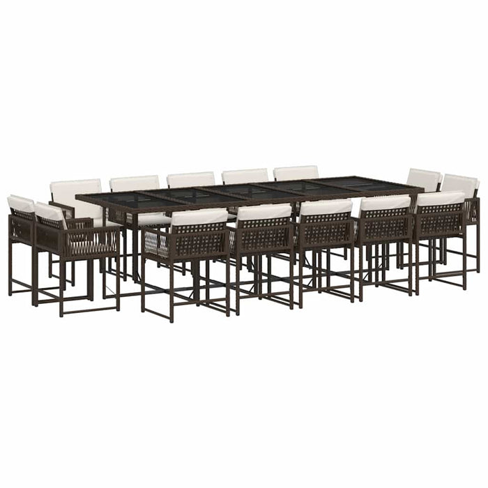 Set mobilier de grădină cu perne, 15 piese, maro, poliratan - WALTI WALTI
