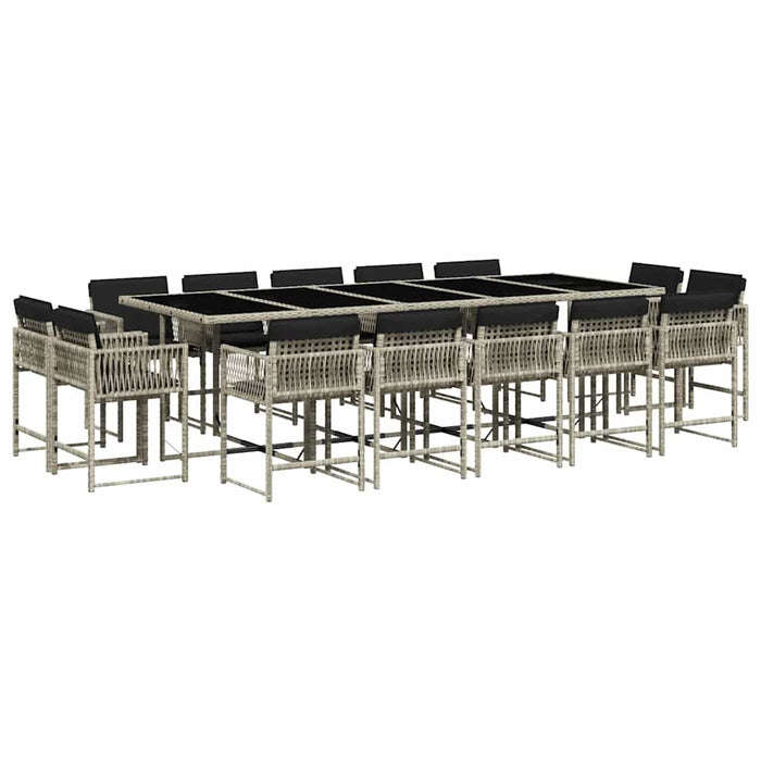 Set mobilier de grădină cu perne 15 piese gri deschis poliratan - WALTI WALTI