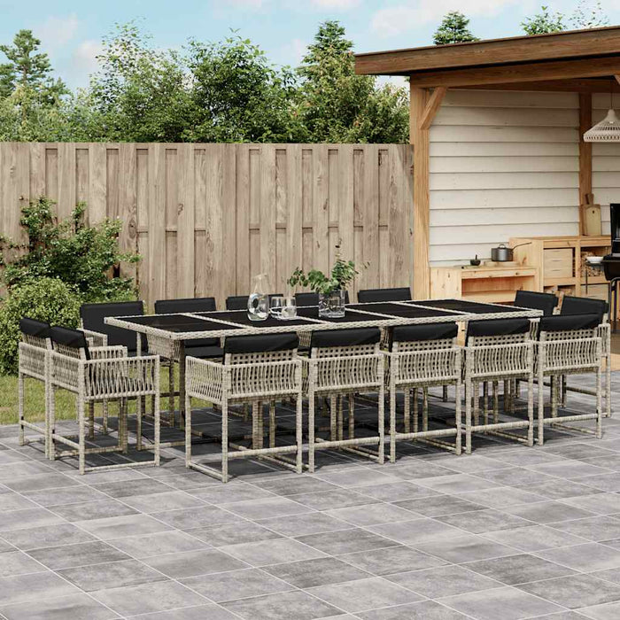 Set mobilier de grădină cu perne 15 piese gri deschis poliratan - WALTI WALTI