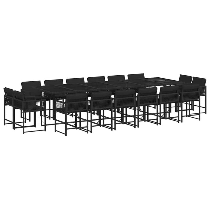 Set mobilier de grădină cu perne, 17 piese, negru, poliratan - WALTI WALTI