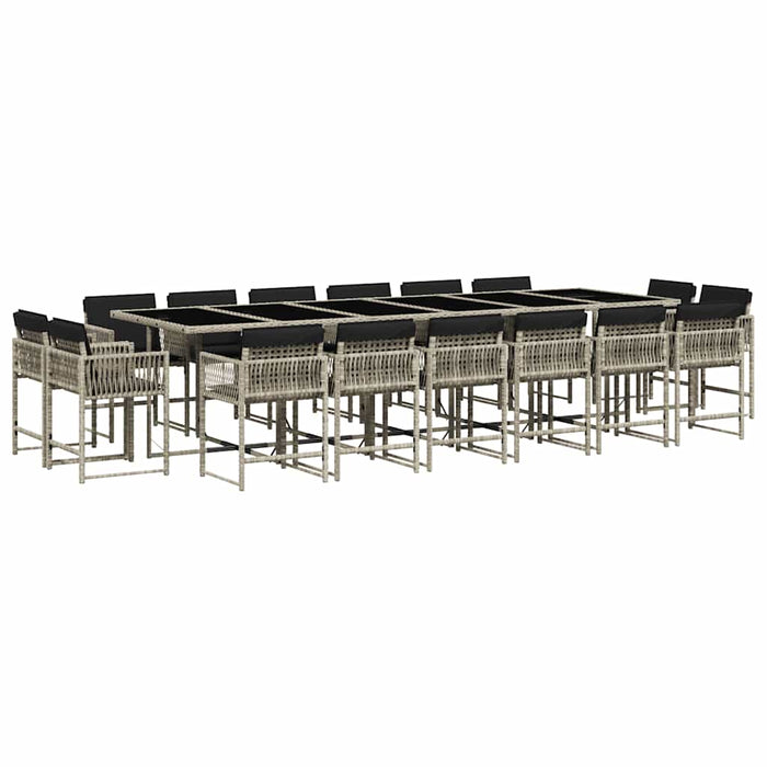 Set mobilier de grădină cu perne 17 piese gri deschis poliratan - WALTI WALTI