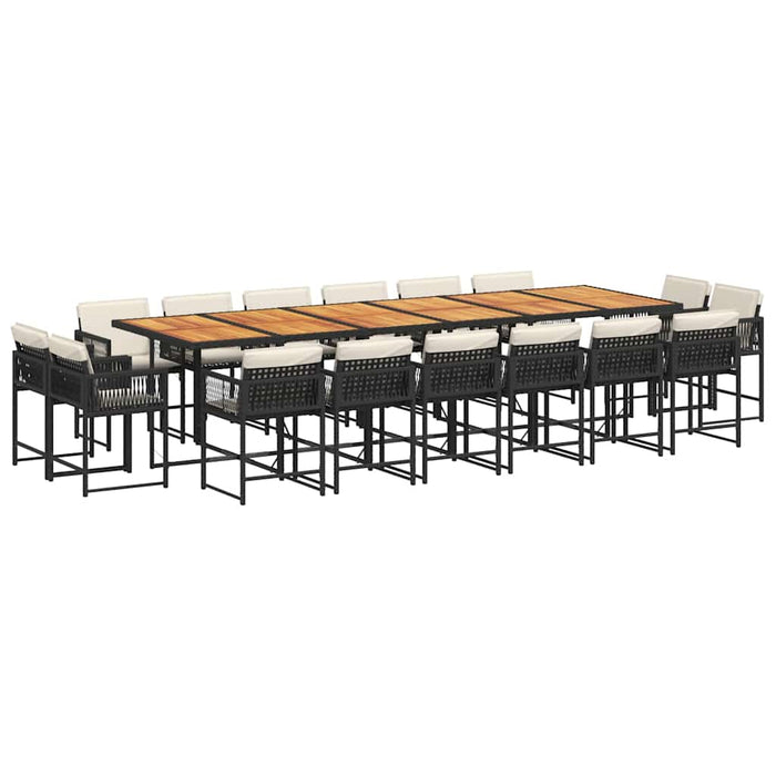 Set mobilier de grădină cu perne, 17 piese, negru, poliratan - WALTI WALTI