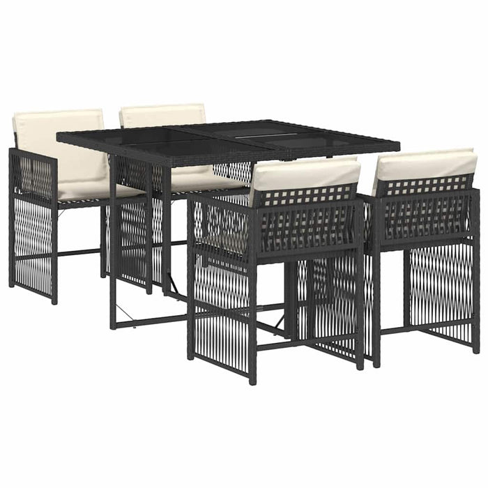 Set mobilier de grădină cu perne, 5 piese, negru, poliratan - WALTI WALTI