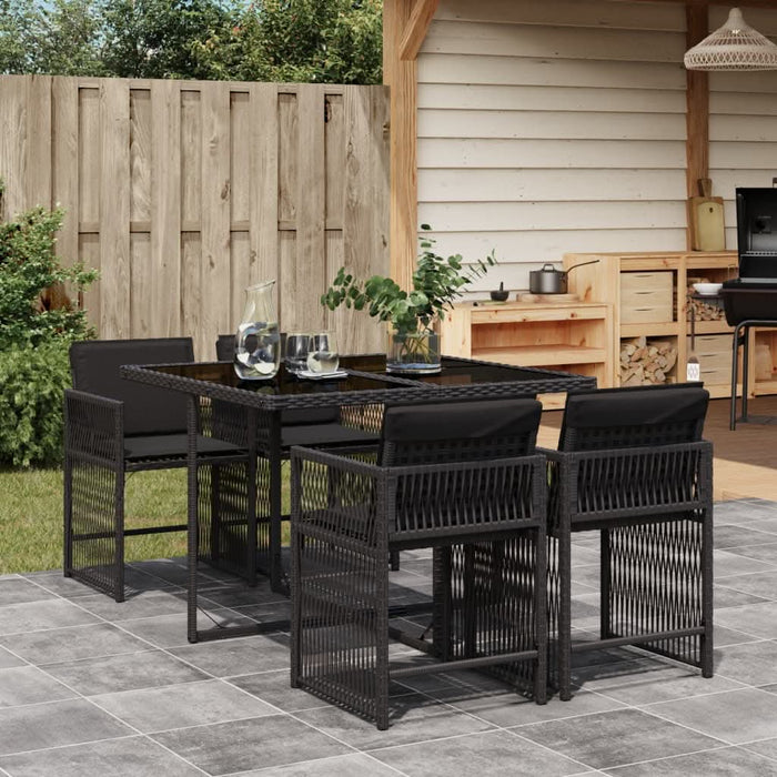 Set mobilier de grădină cu perne, 5 piese, negru, poliratan - WALTI WALTI