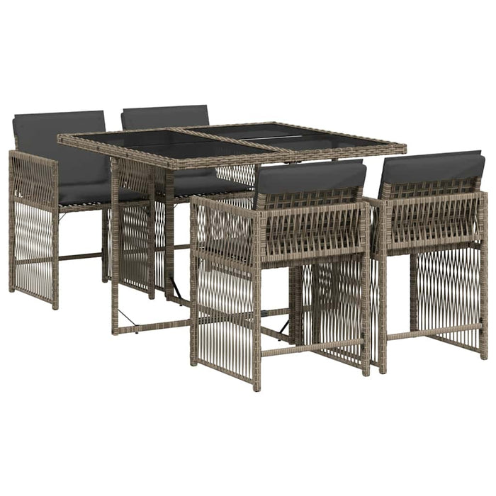Set mobilier de grădină cu perne, 5 piese, gri, poliratan - WALTI WALTI