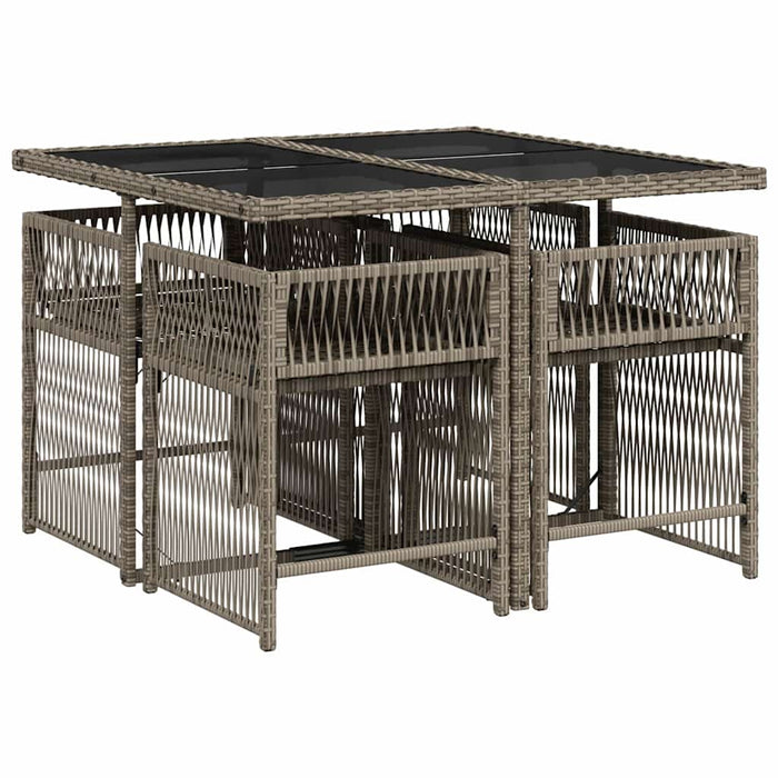 Set mobilier de grădină cu perne, 5 piese, gri, poliratan - WALTI WALTI