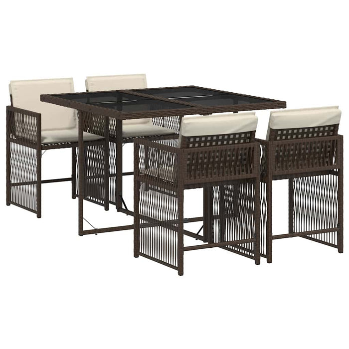 Set mobilier de grădină, 5 piese, cu perne, maro, poliratan - WALTI WALTI