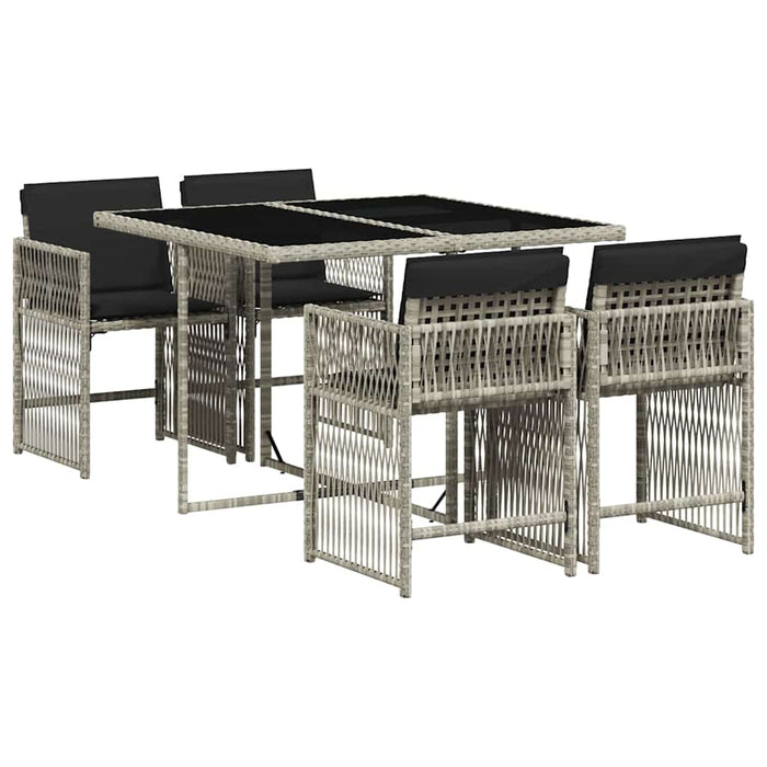 Set mobilier de grădină cu perne, 5 piese gri deschis poliratan - WALTI WALTI
