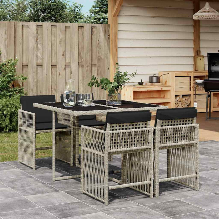 Set mobilier de grădină cu perne, 5 piese gri deschis poliratan - WALTI WALTI