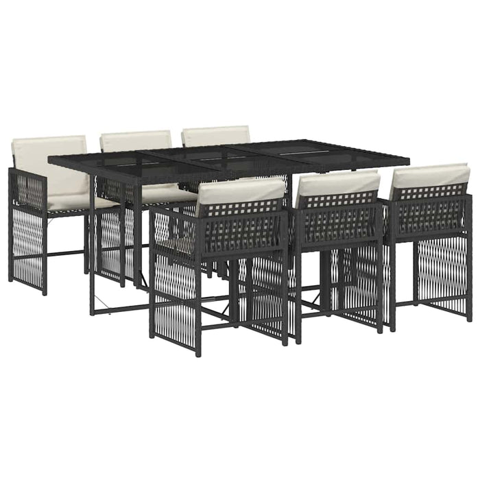 Set mobilier de grădină cu perne, 7 piese, negru, poliratan - WALTI WALTI