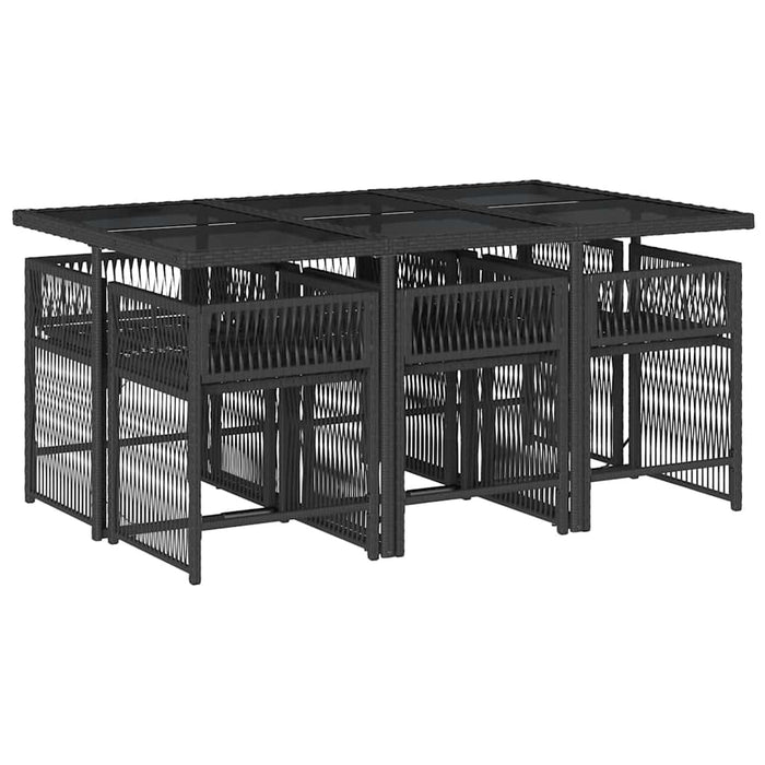 Set mobilier de grădină cu perne, 7 piese, negru, poliratan - WALTI WALTI