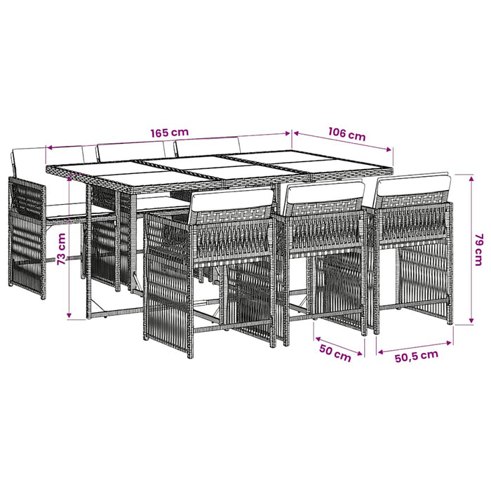 Set mobilier de grădină cu perne, 7 piese, negru, poliratan - WALTI WALTI
