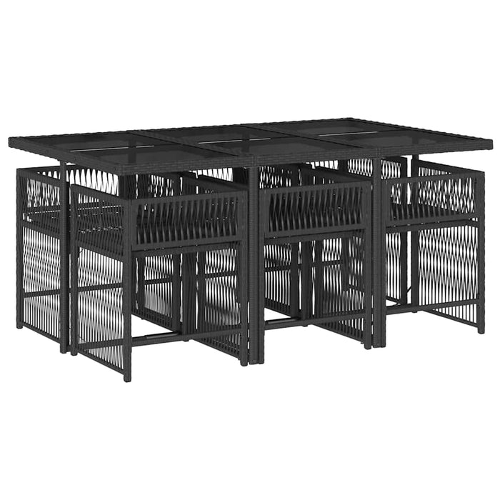 Set mobilier de grădină cu perne, 7 piese, negru, poliratan - WALTI WALTI
