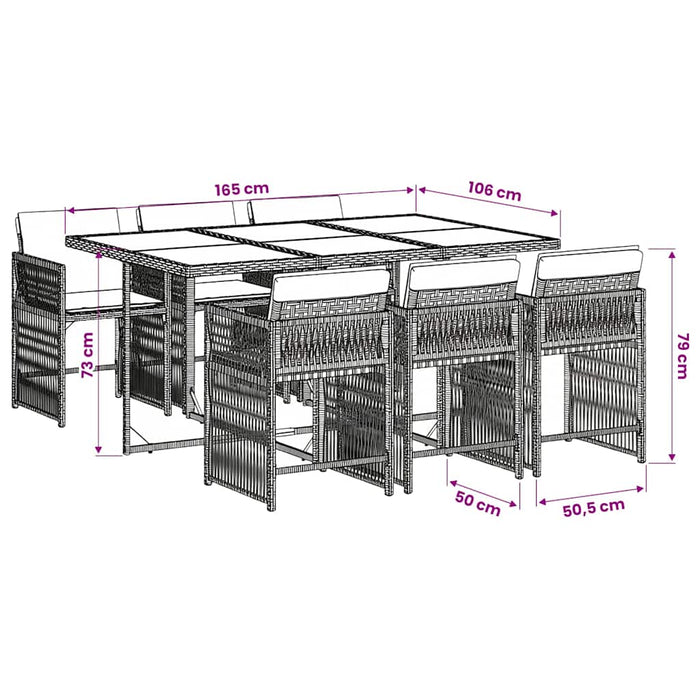 Set mobilier de grădină cu perne, 7 piese, negru, poliratan - WALTI WALTI