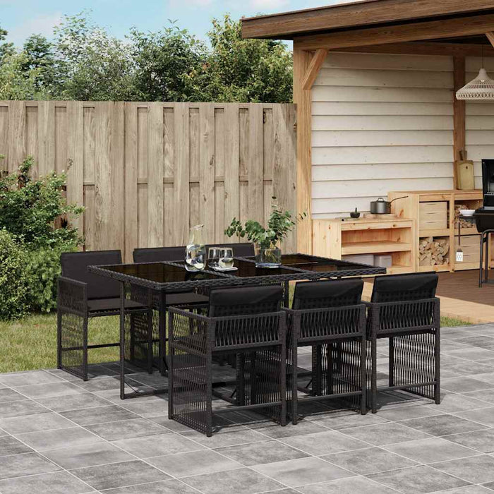 Set mobilier de grădină cu perne, 7 piese, negru, poliratan - WALTI WALTI