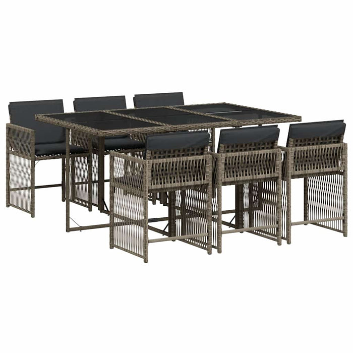 Set mobilier de grădină cu perne, 7 piese, gri, poliratan - WALTI WALTI
