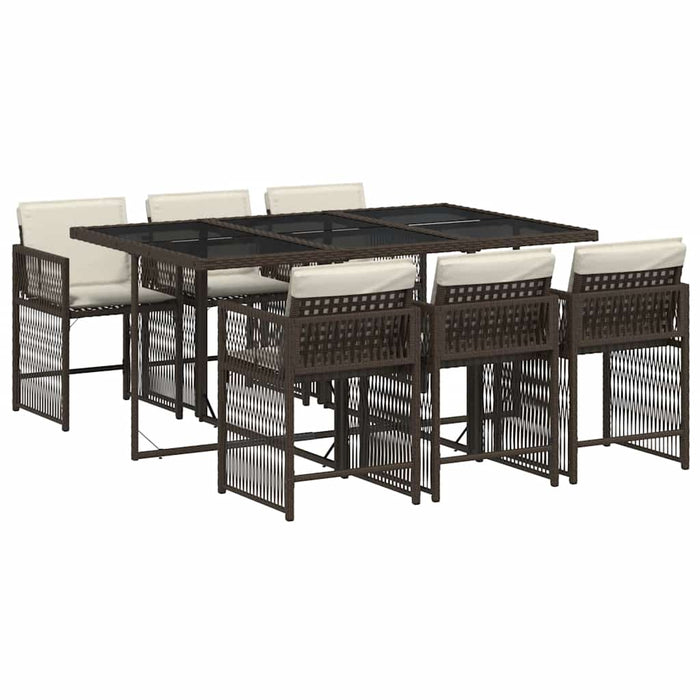 Set mobilier de grădină cu perne, 7 piese, maro, poliratan WALTI
