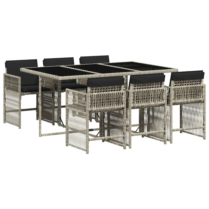 Set mobilier de grădină cu perne, 7 piese gri deschis poliratan - WALTI WALTI