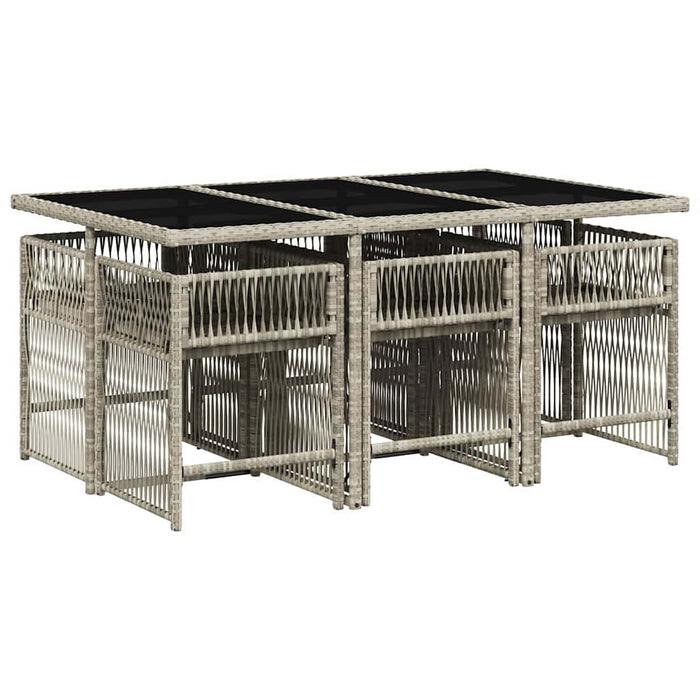Set mobilier de grădină cu perne, 7 piese gri deschis poliratan - WALTI WALTI