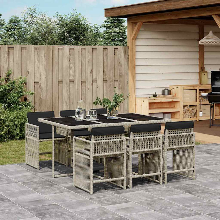 Set mobilier de grădină cu perne, 7 piese gri deschis poliratan - WALTI WALTI