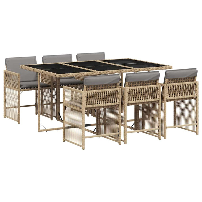 Set mobilier pentru grădină, 7 piese, cu perne, bej, poliratan - WALTI WALTI