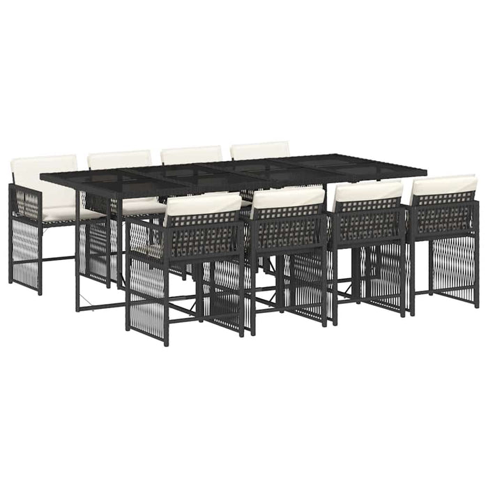 Set mobilier de grădină cu perne, 9 piese, negru, poliratan - WALTI WALTI