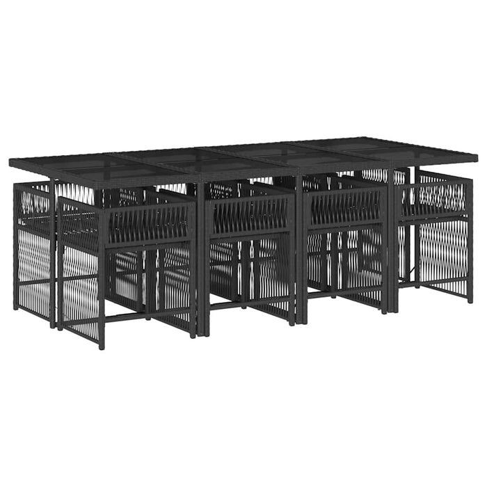 Set mobilier de grădină cu perne, 9 piese, negru, poliratan - WALTI WALTI