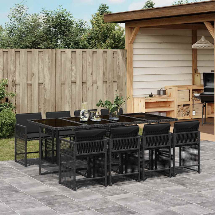 Set mobilier de grădină cu perne, 9 piese, negru, poliratan - WALTI WALTI