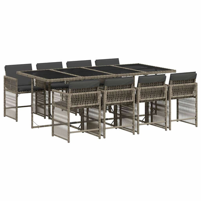 Set mobilier grădină cu perne, 9 piese, gri, poliratan - WALTI WALTI
