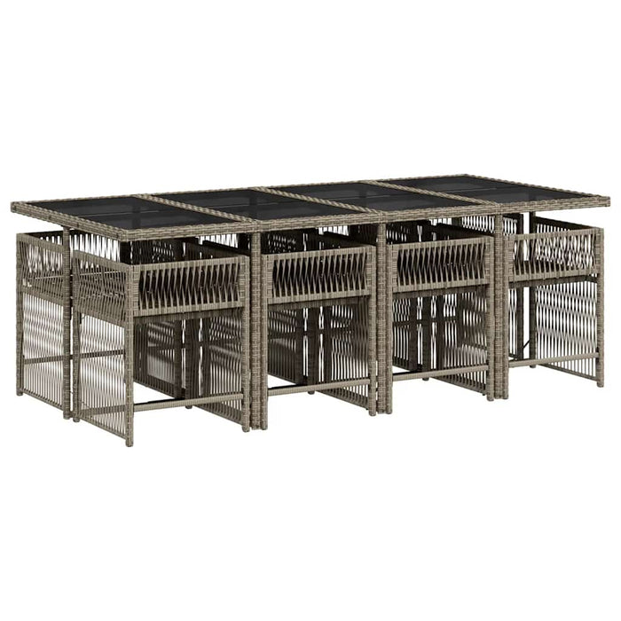 Set mobilier grădină cu perne, 9 piese, gri, poliratan - WALTI WALTI