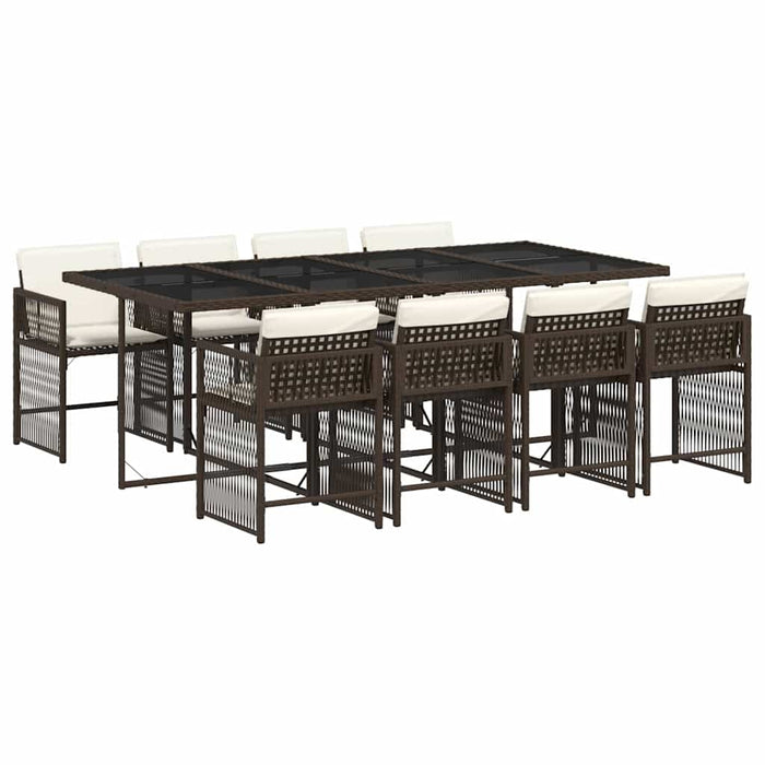 Set mobilier de grădină cu perne, 9 piese, maro, poliratan - WALTI WALTI