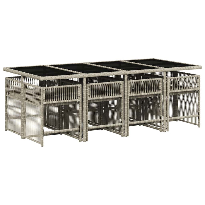 Set mobilier grădină cu perne, 9 piese, gri deschis, poliratan WALTI
