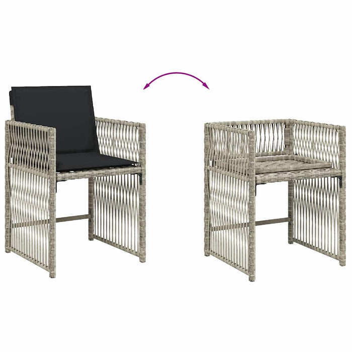 Set mobilier grădină cu perne, 9 piese, gri deschis, poliratan WALTI