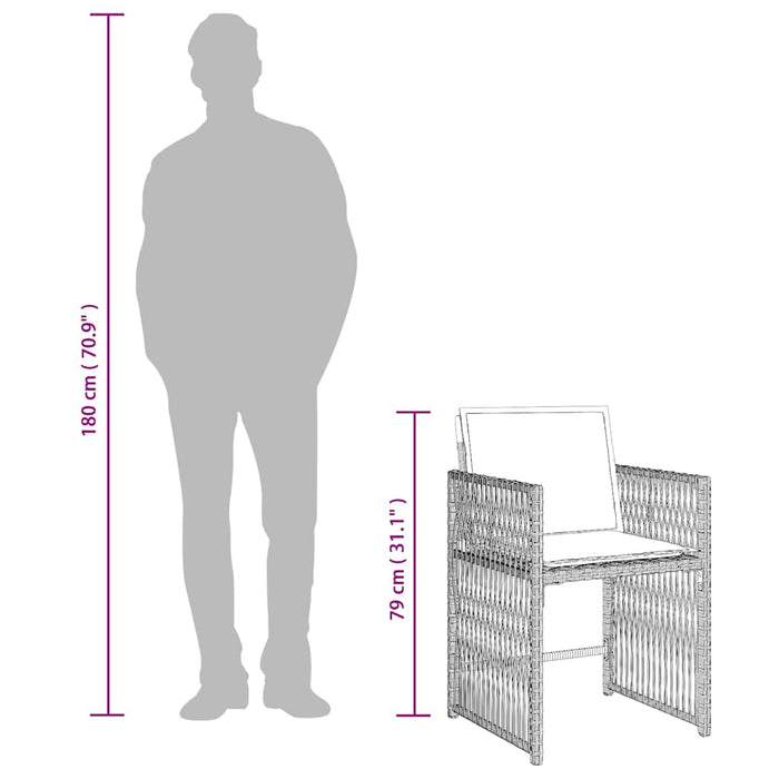 Set mobilier grădină cu perne, 9 piese, gri deschis, poliratan WALTI