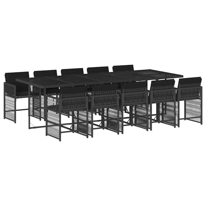 Set mobilier de exterior cu perne, 11 piese, negru, poliratan - WALTI WALTI