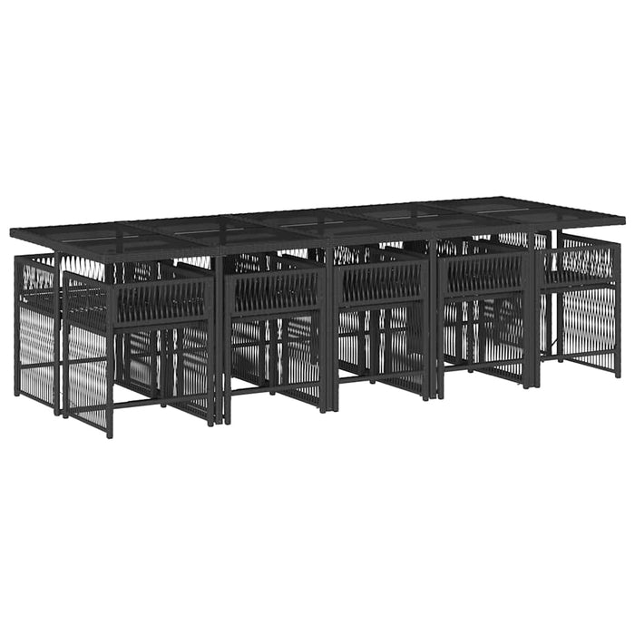 Set mobilier de exterior cu perne, 11 piese, negru, poliratan - WALTI WALTI