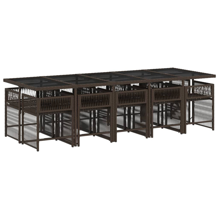 Set mobilier de grădină cu perne, 11 piese, maro, poliratan - WALTI WALTI