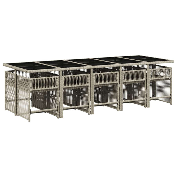 Set mobilier de grădină cu perne 11 piese gri deschis poliratan - WALTI WALTI