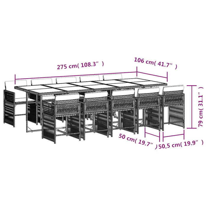 Set mobilier de grădină cu perne 11 piese gri deschis poliratan - WALTI WALTI