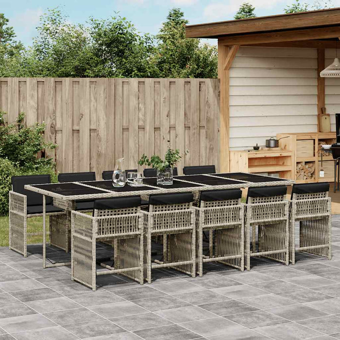 Set mobilier de grădină cu perne 11 piese gri deschis poliratan - WALTI WALTI
